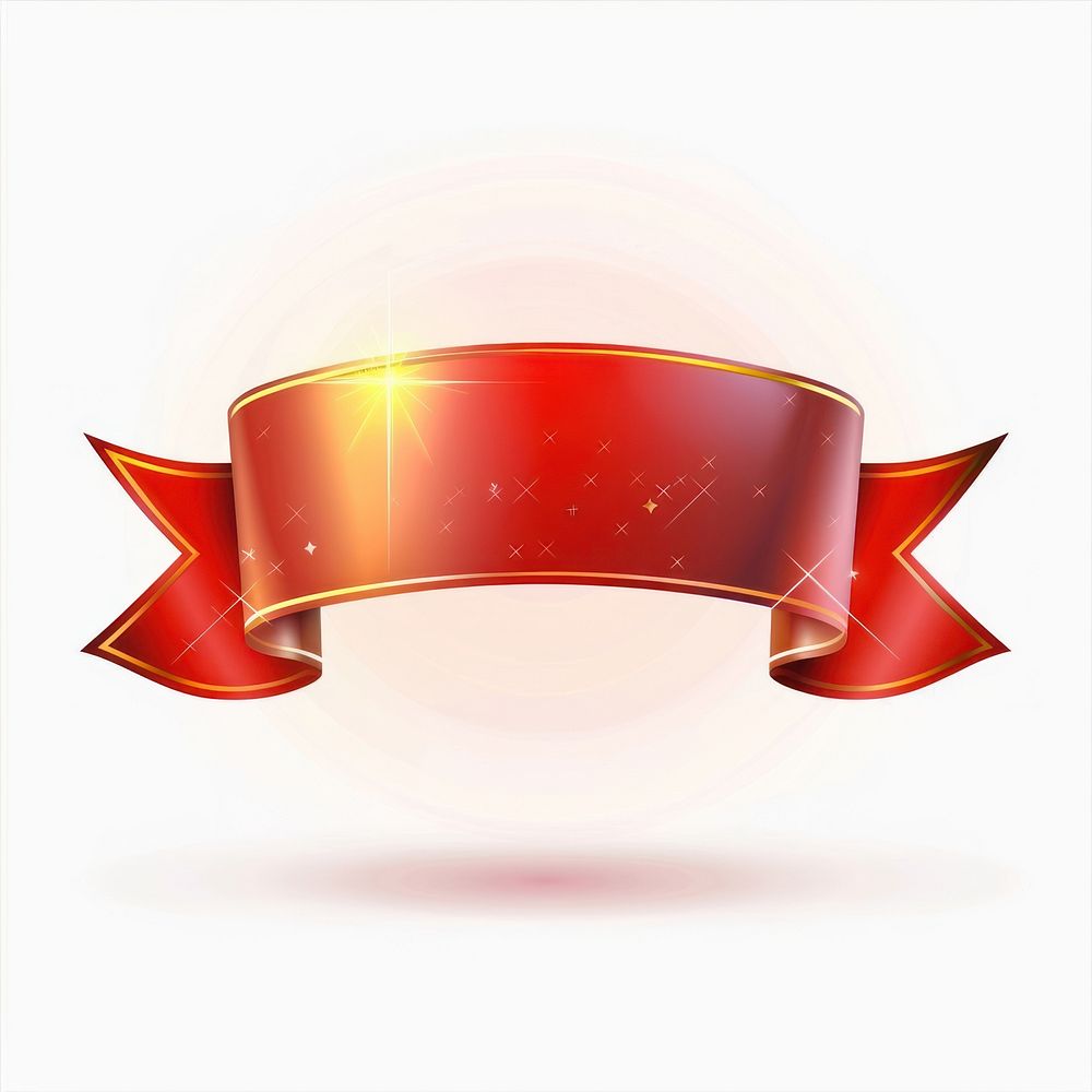 Gradient red Ribbon award badge icon text appliance symbol.