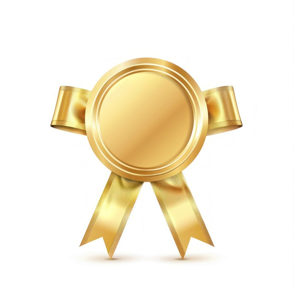 Gradient gold Ribbon award badge icon chandelier bronze trophy.
