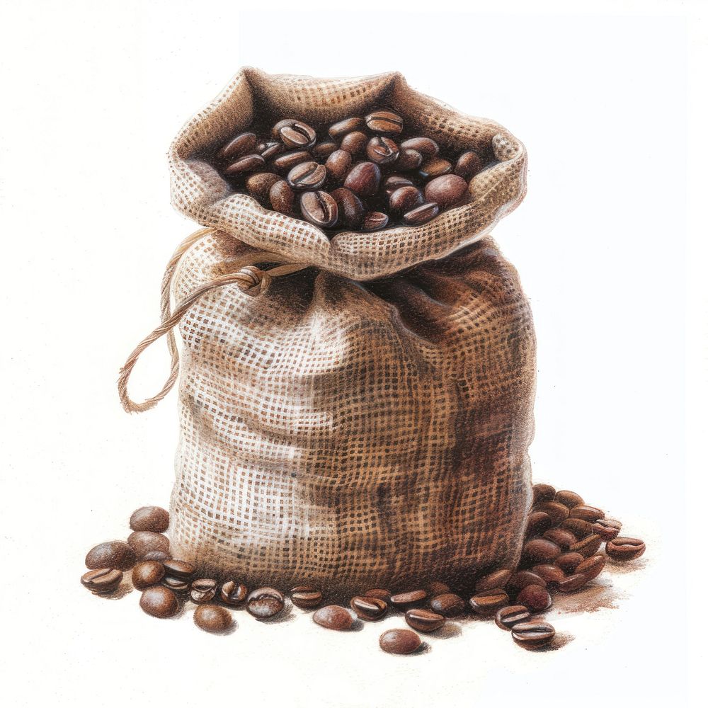 Coffee beans sack beverage drink bag.