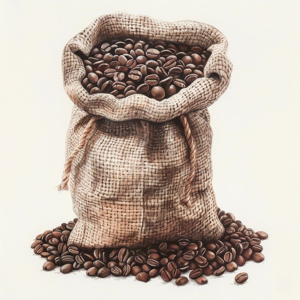 Coffee beans sack beverage clothing knitwear.