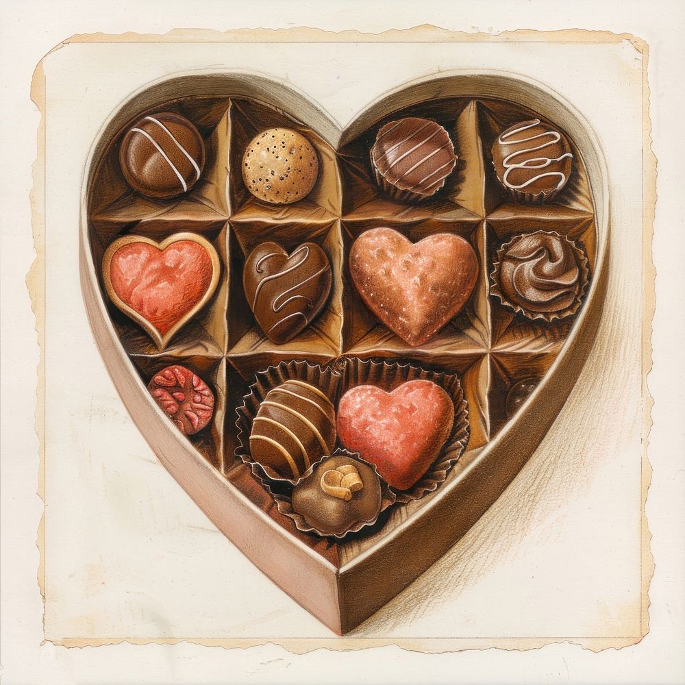 Heart shaped chocolate box confectionery basketball dessert.