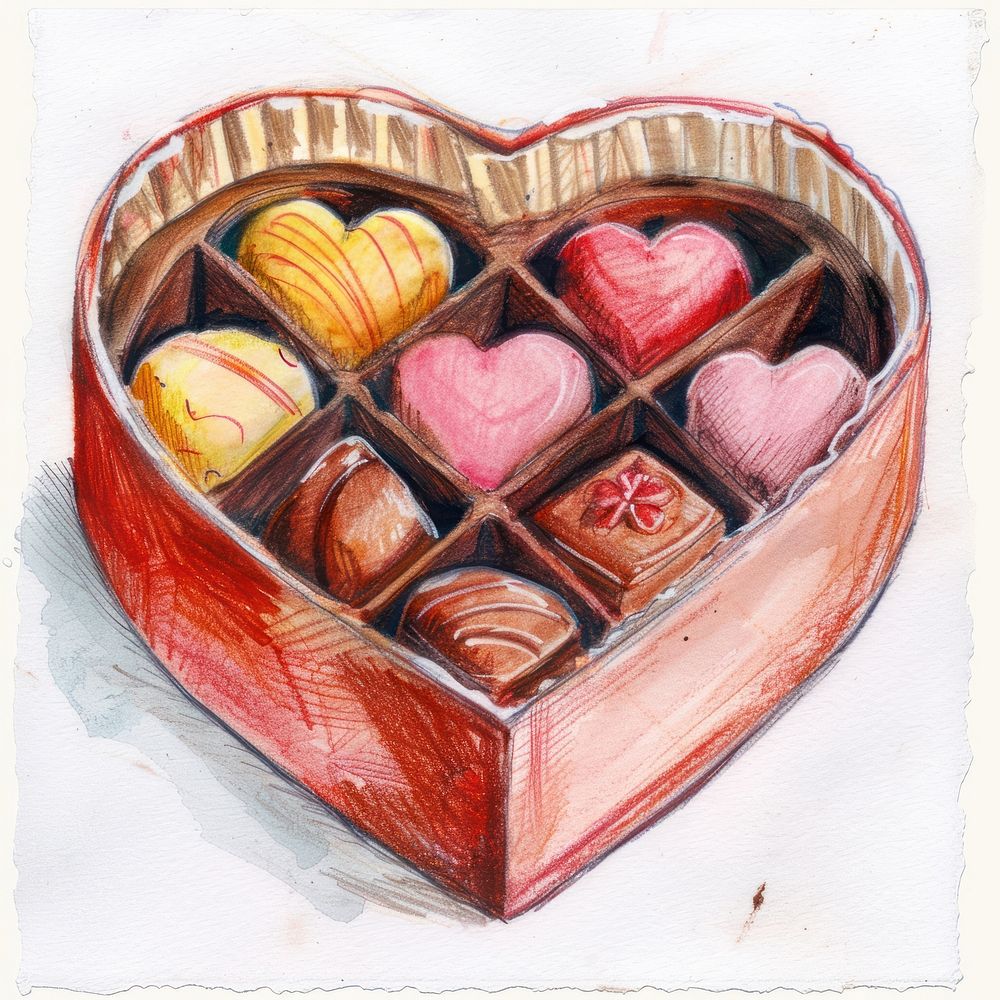 Heart shaped chocolate box confectionery cricket sweets.
