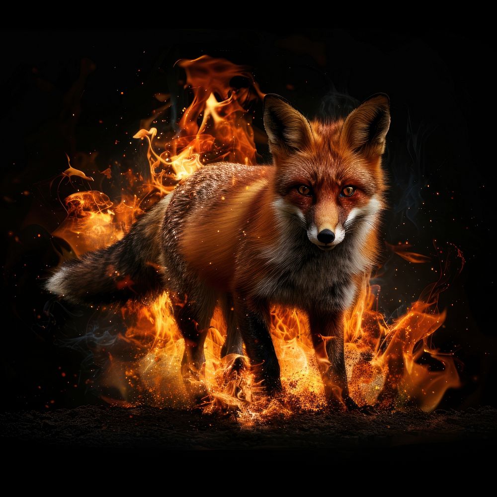 A fox flame fire wildlife.