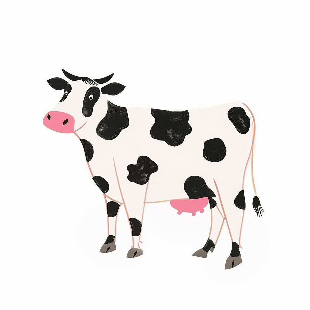 Cute dairy cow, farm animal illustration