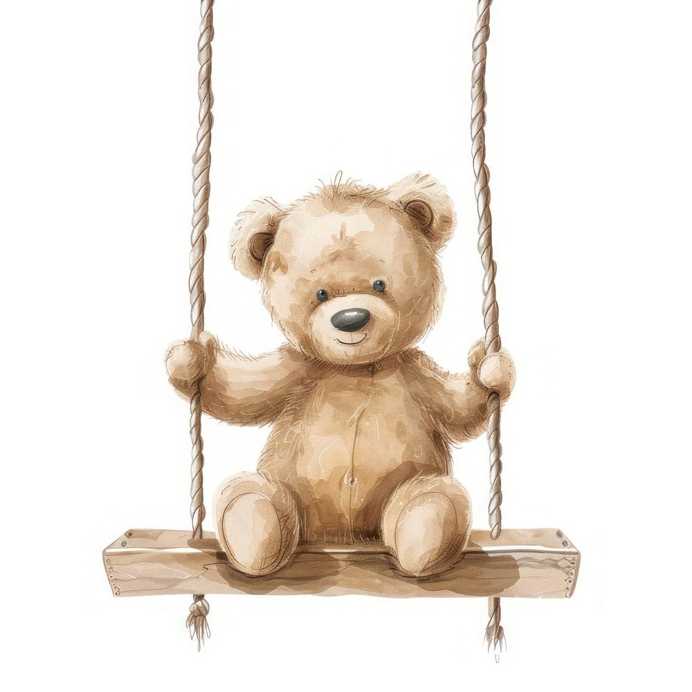 Teddy bear sitting swing teddy bear wildlife animal.