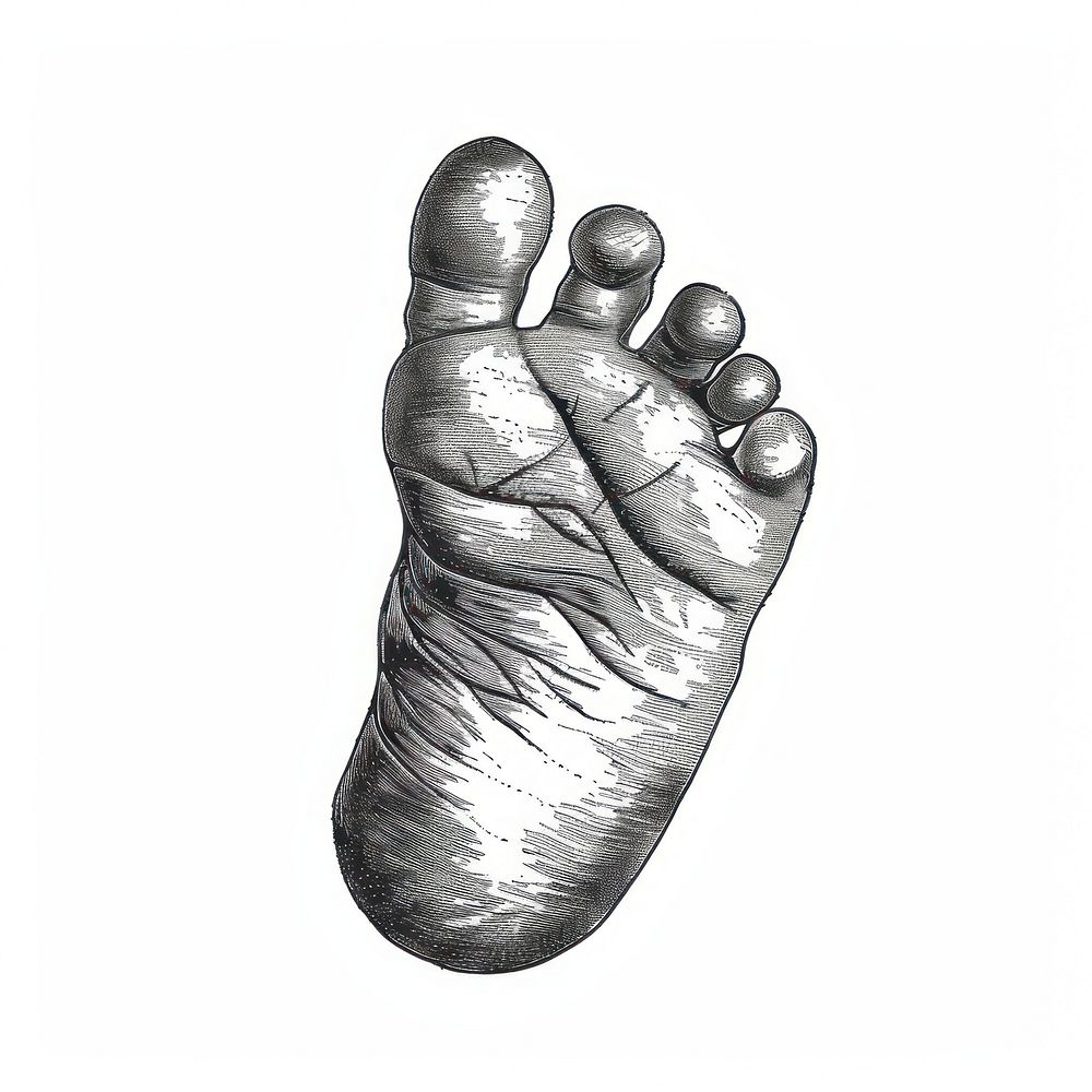 Individual baby footprint illustrated drawing sketch.