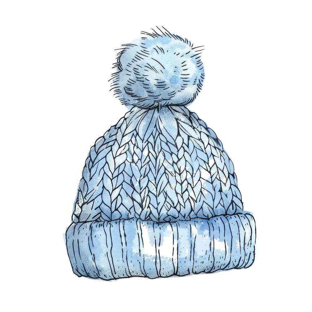 Individual bule baby wool hat illustrated outdoors clothing.