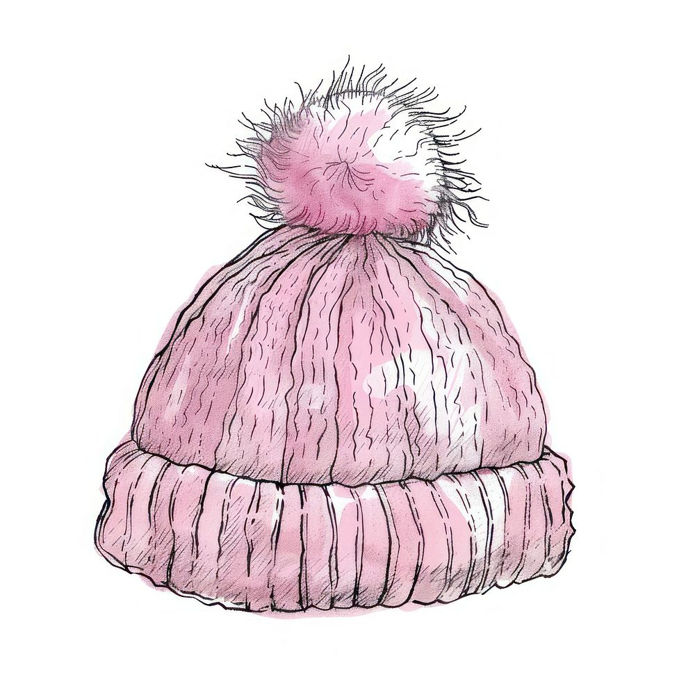 Individual pink baby wool hat illustrated clothing apparel.