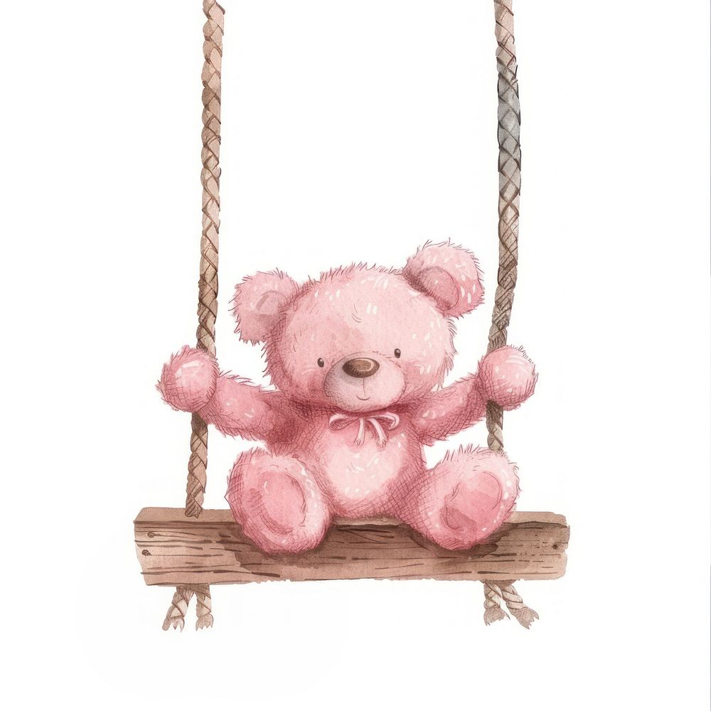Pink Teddy sitting swing toy teddy bear.