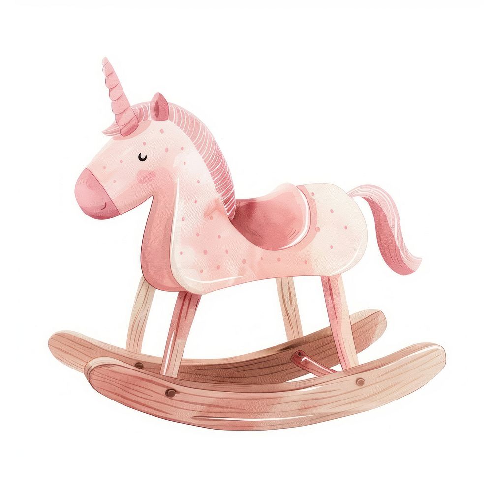 Pink wooden rocking horse furniture chair bed.