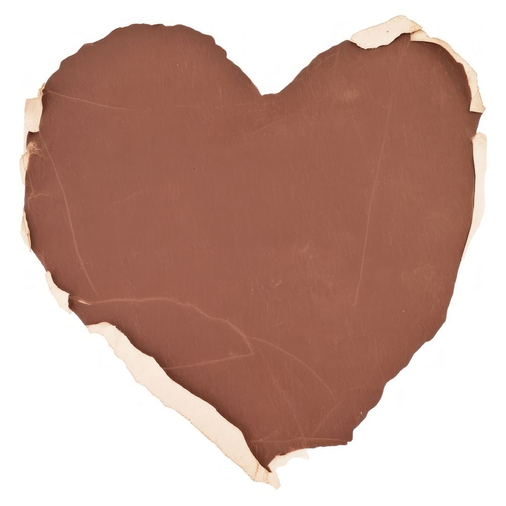 Heart shape ripped paper chocolate confectionery dessert.