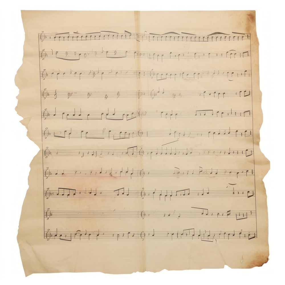 Music ripped paper text page sheet music.