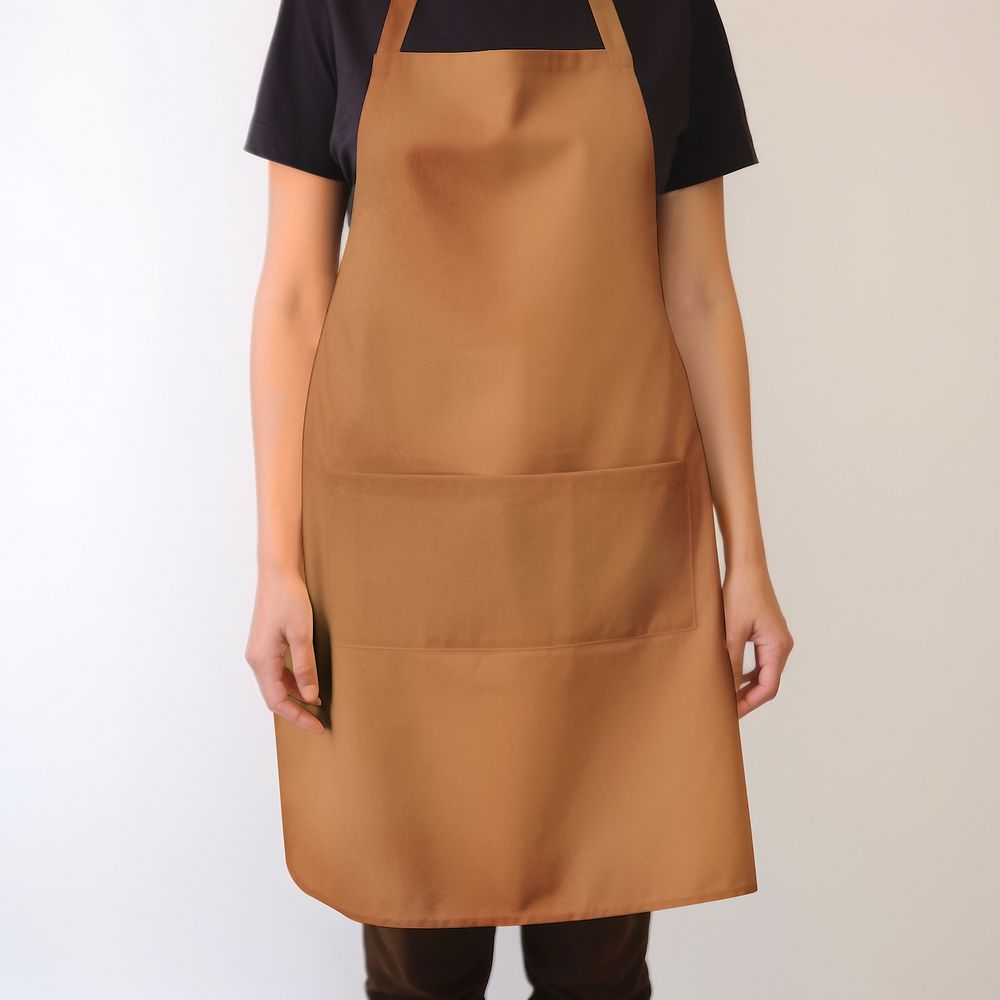 Woman wearing brown apron