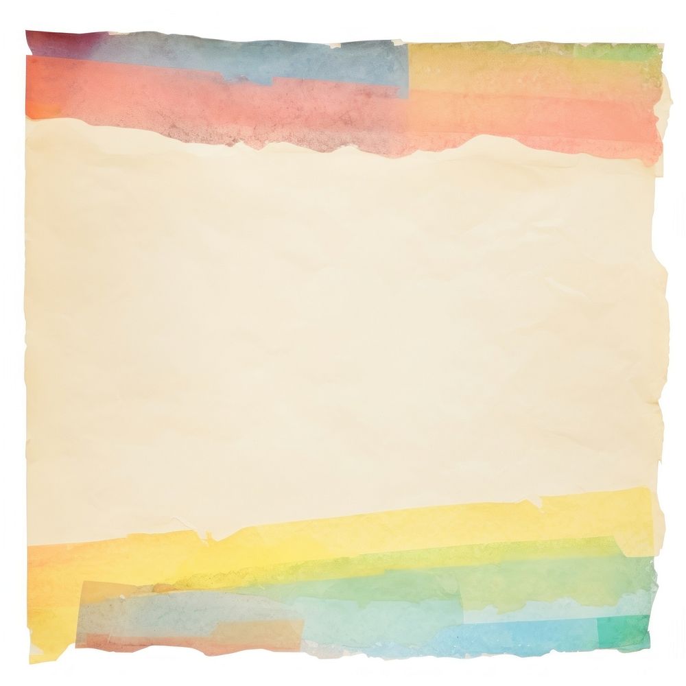 Rainbow ripped paper text painting canvas.