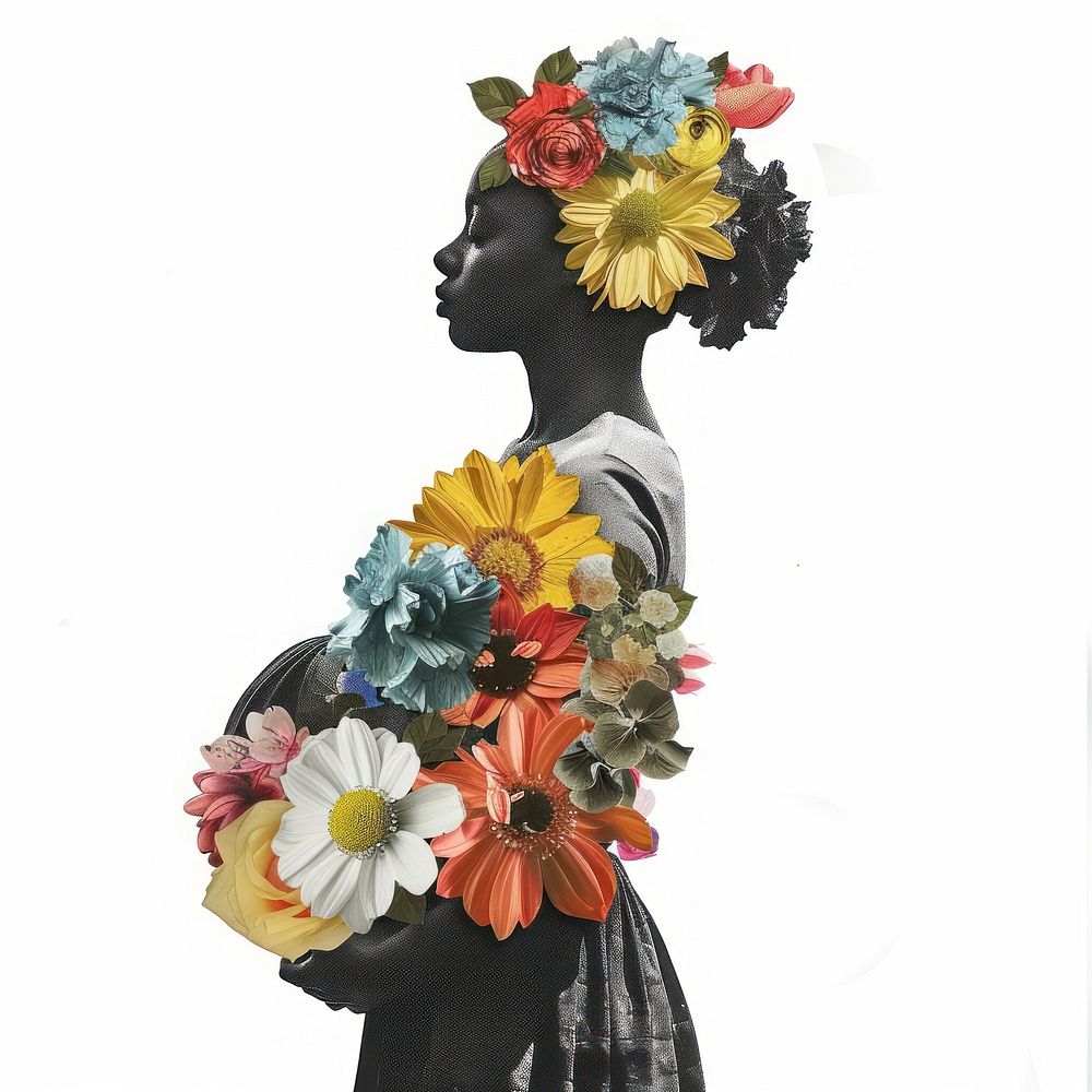 Paper collage pregnant shape flower art accessories.