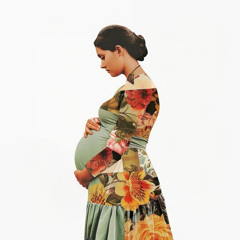 Woman pregnant shape collage cutouts photography accessories recreation.