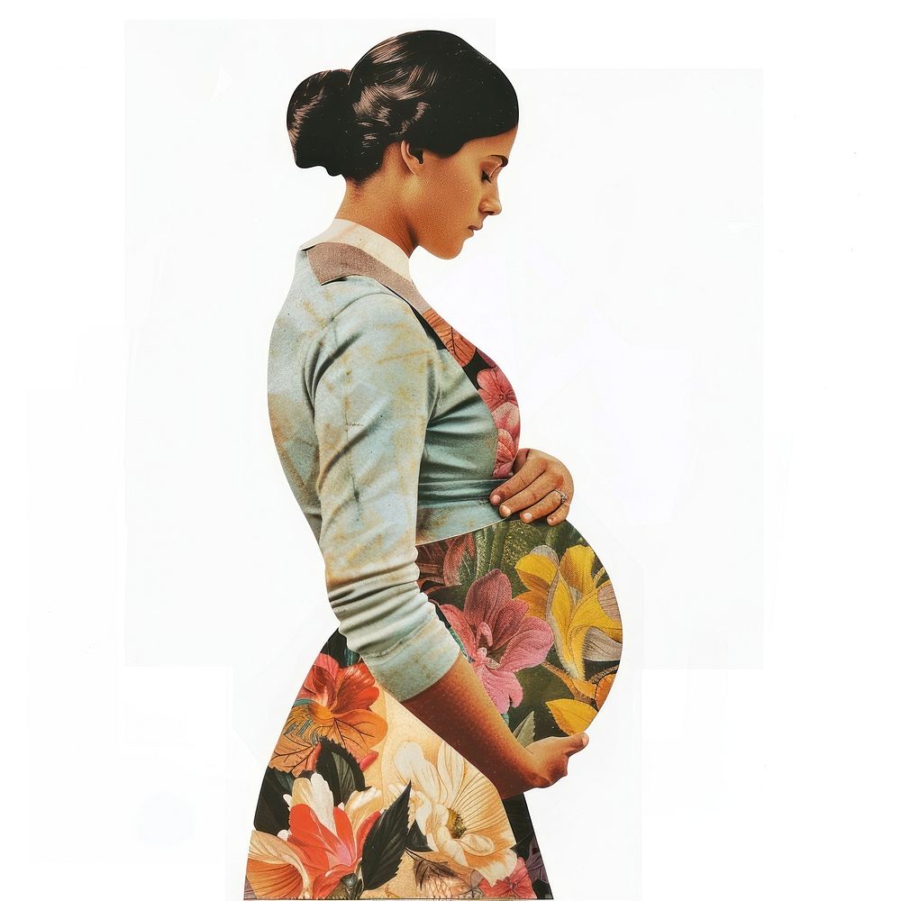 Woman pregnant shape collage cutouts accessories accessory clothing.