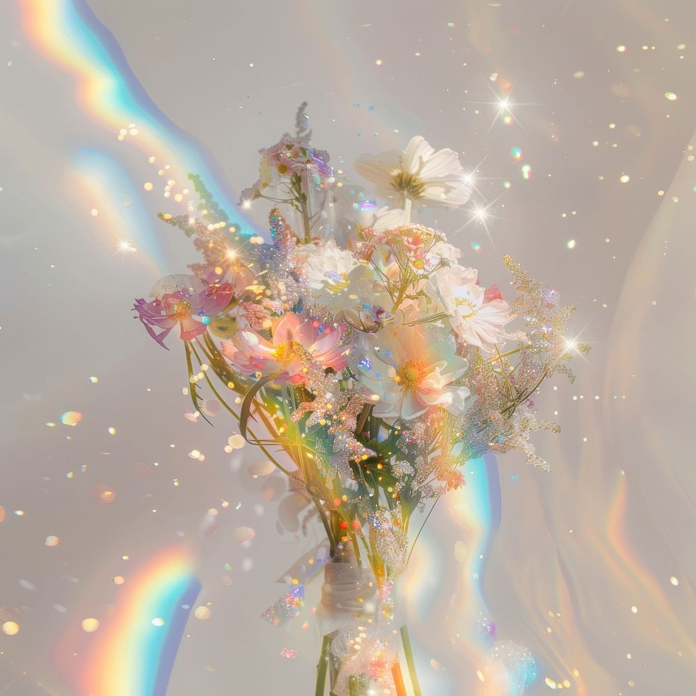 Bouquet rainbow graphics painting.