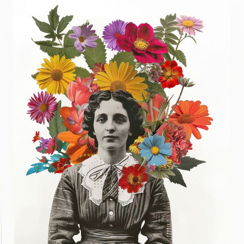 Paper collage of mother flower photo art.