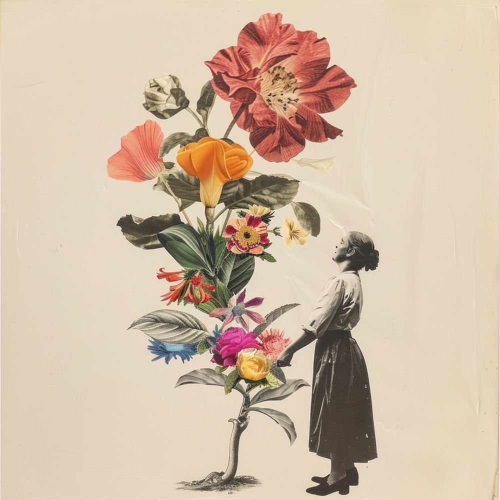 Paper collage of mother flower art illustrated.