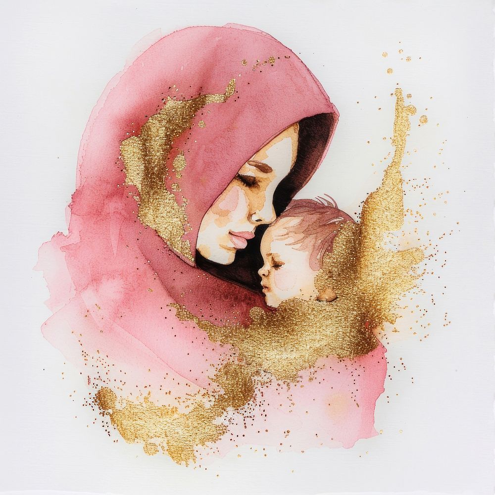 Pink mother painting photography illustrated.