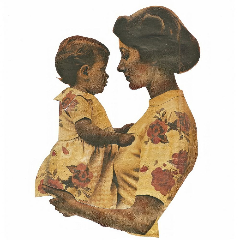 Mother shape collage cutouts photography clothing painting.
