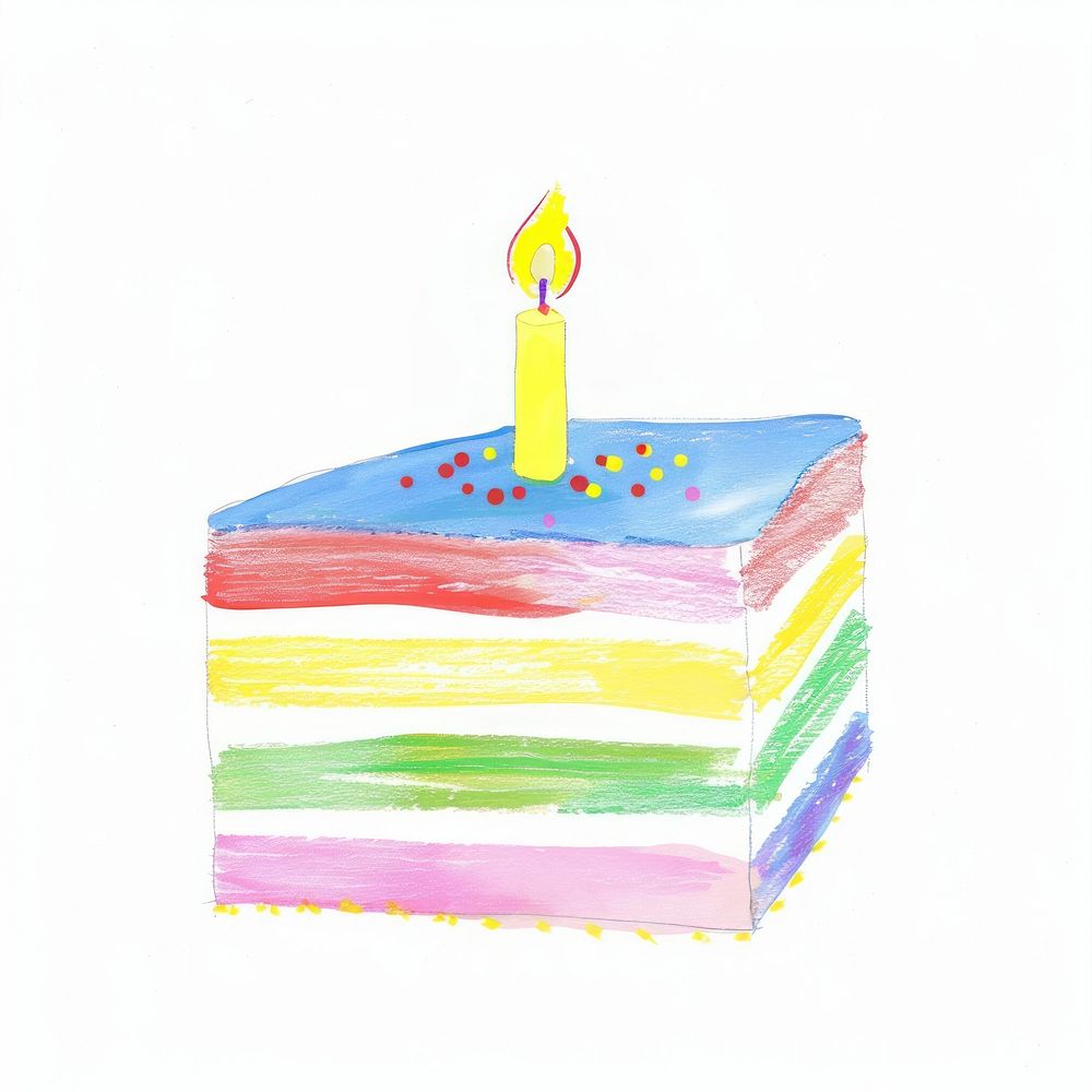 Rainbow cute cake dessert candle cream.