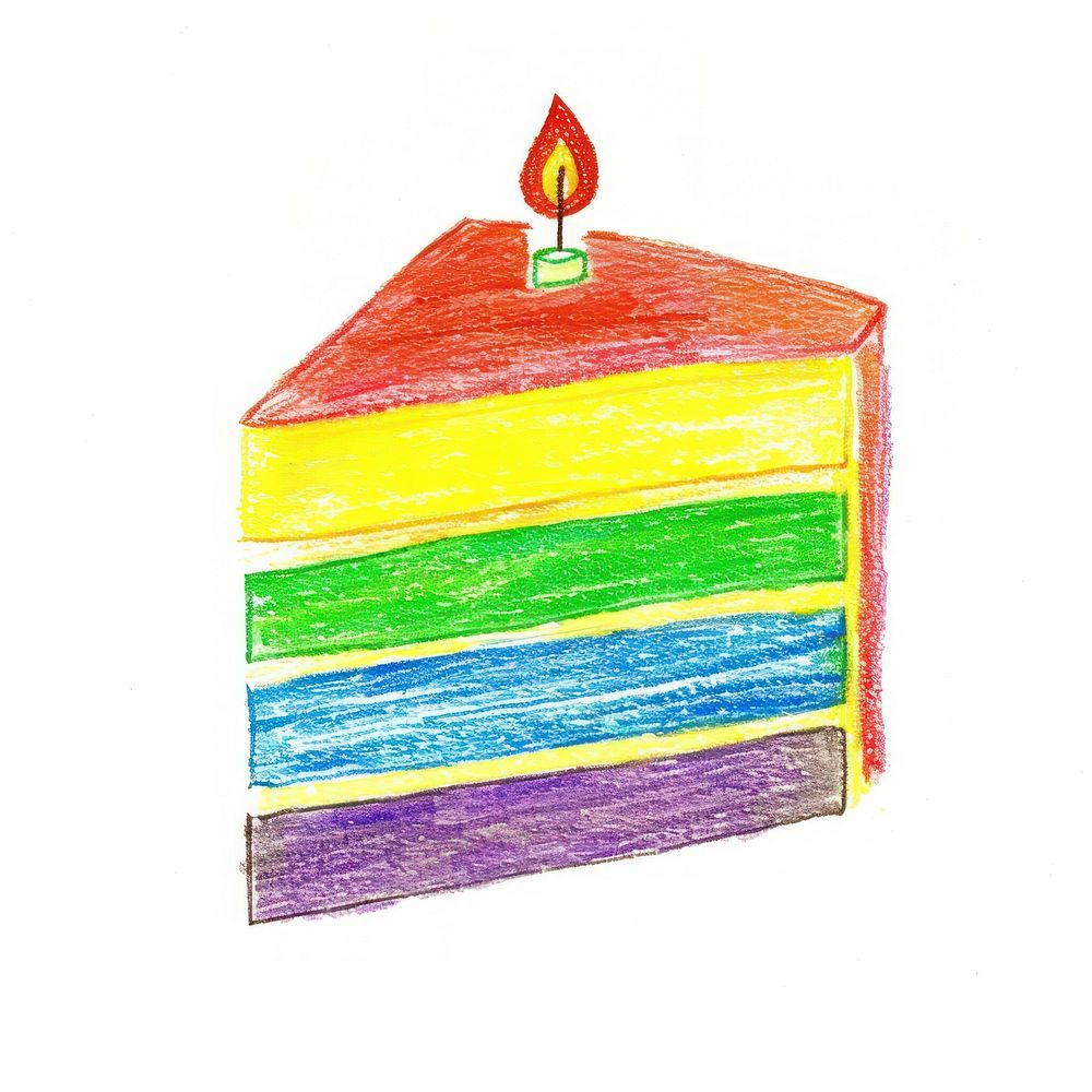 Rainbow cake candle text document.