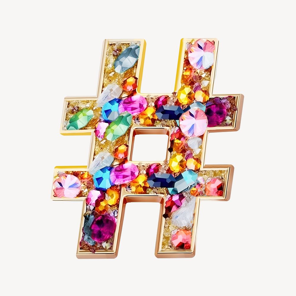 Glitter hashtag symbol