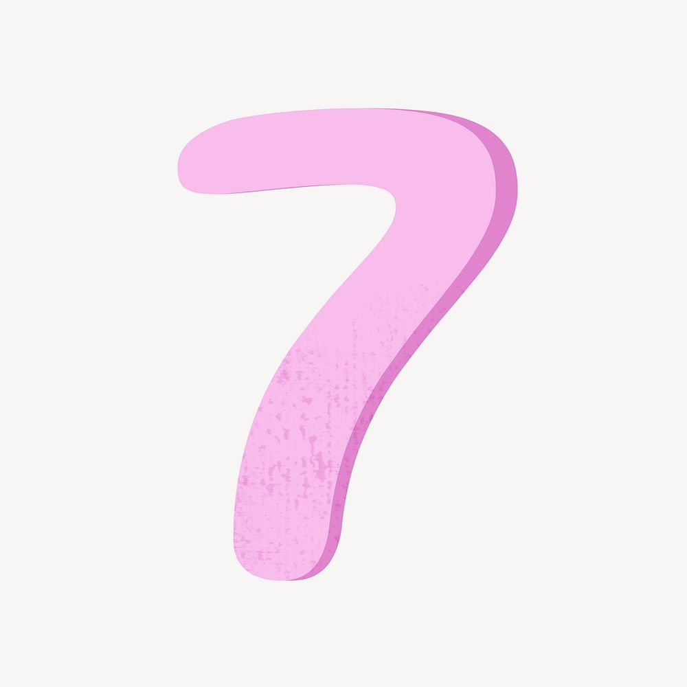 Number 7 in pink illustration