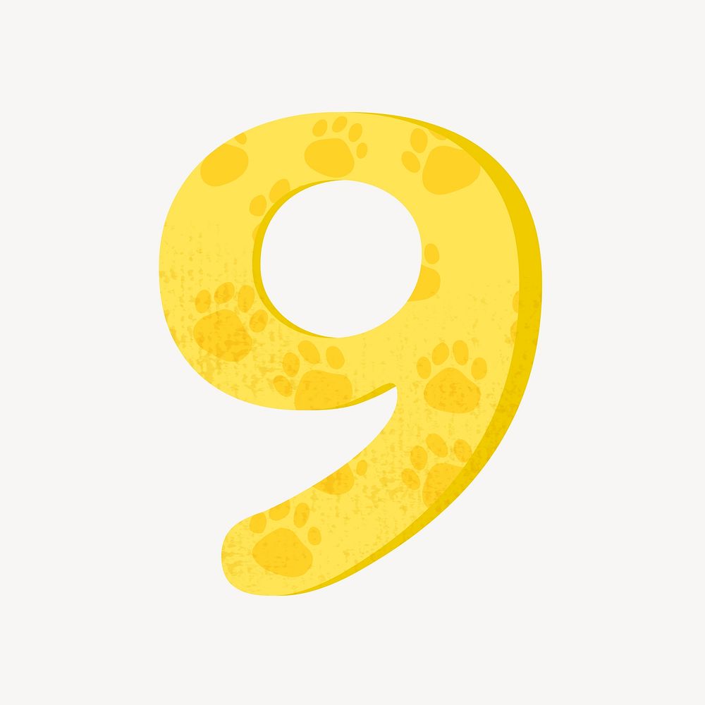 Number 9 in yellow illustration