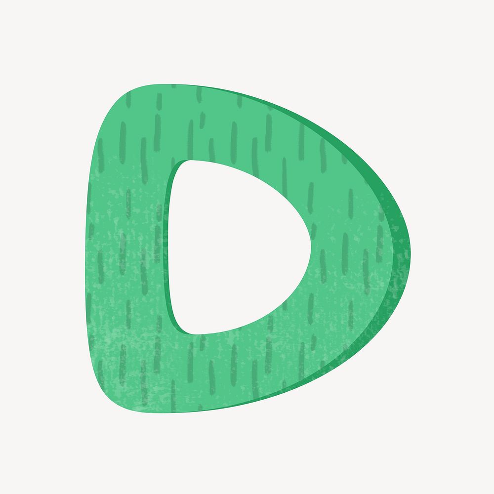 Cute letter D in green alphabet illustration
