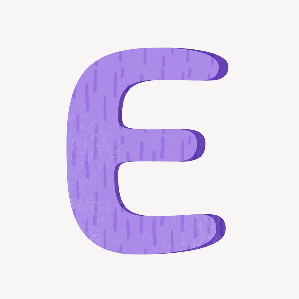 Cute letter E in purple alphabet illustration