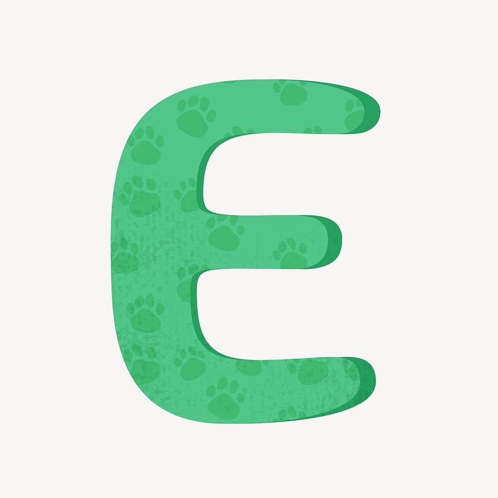 Cute letter E in green alphabet illustration