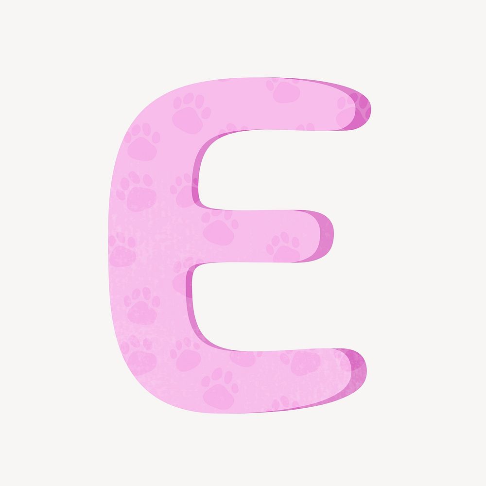 Cute letter E in pink alphabet illustration