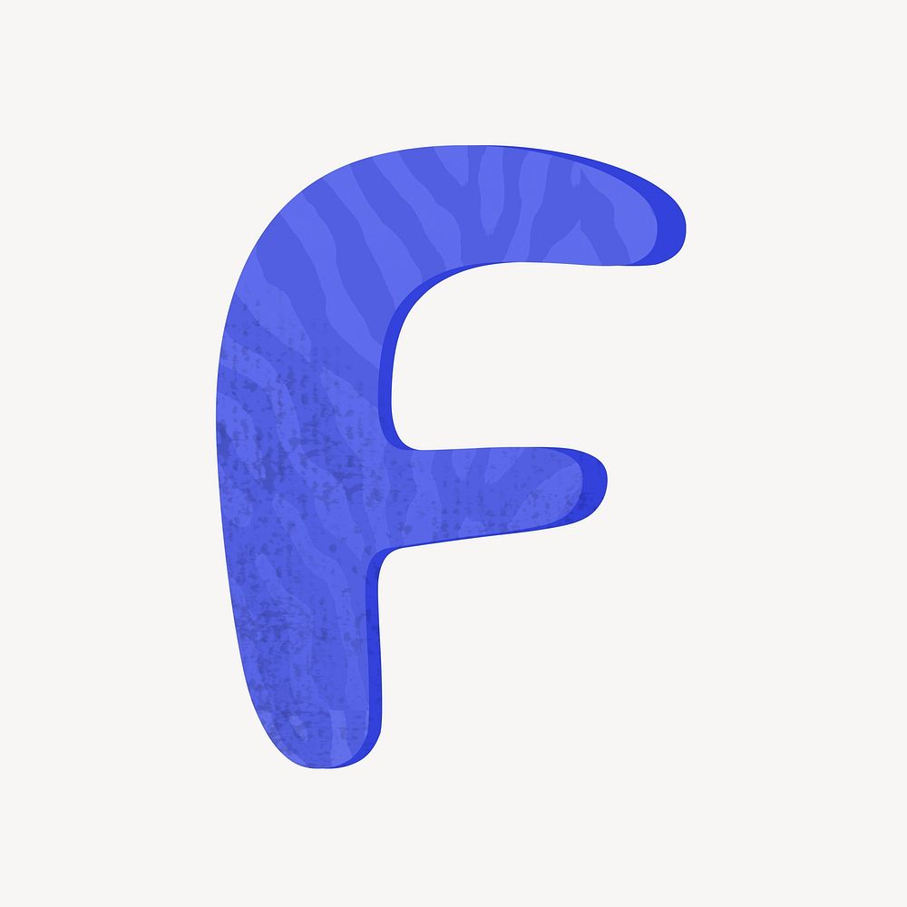 Cute letter F in blue alphabet illustration