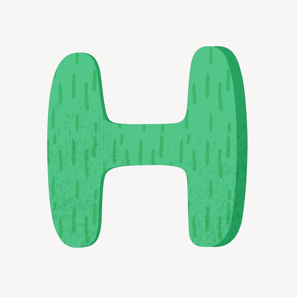 Cute letter H in green alphabet illustration