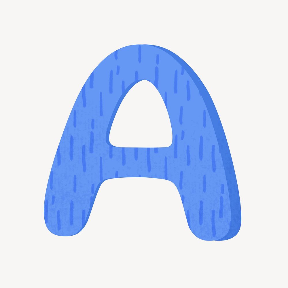 Cute letter A in blue alphabet illustration