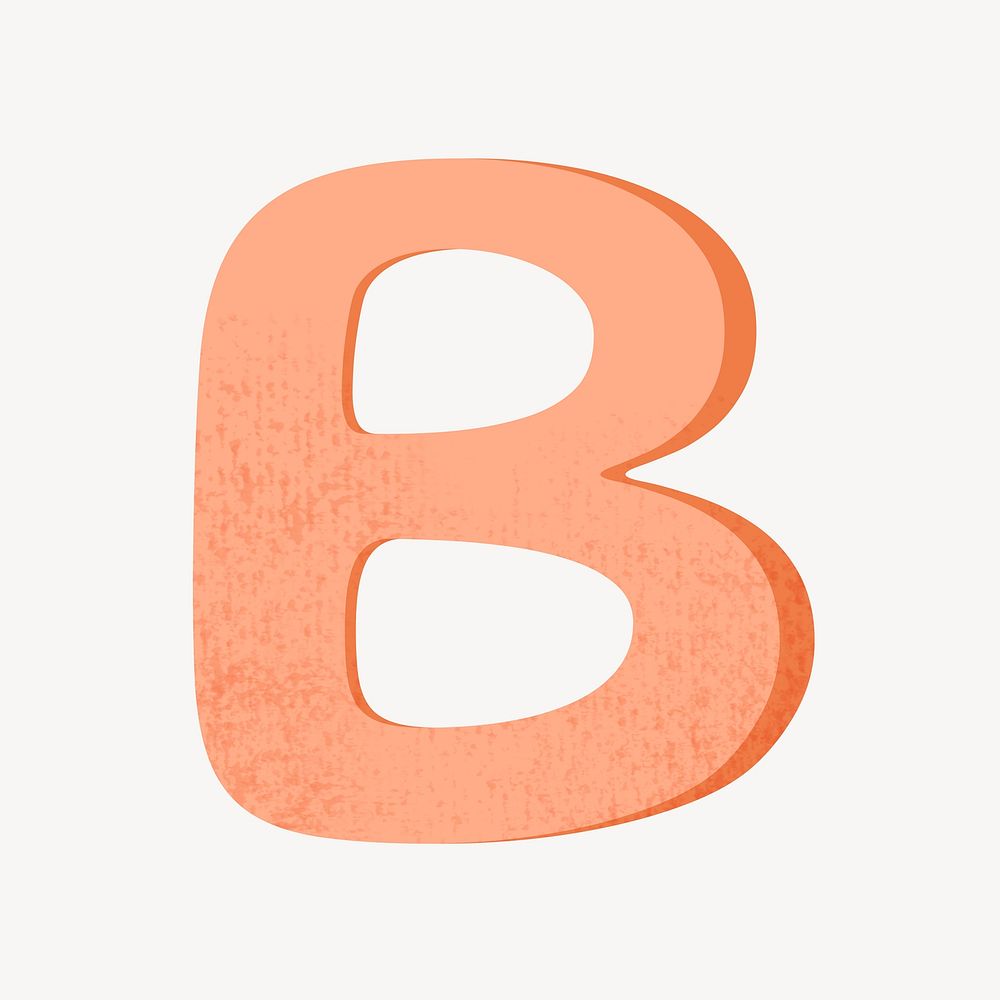 Cute letter B in orange alphabet illustration