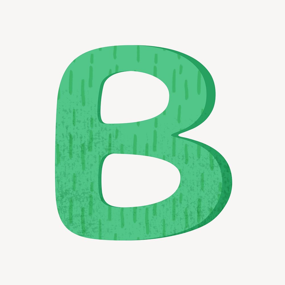 Cute letter B in green alphabet illustration
