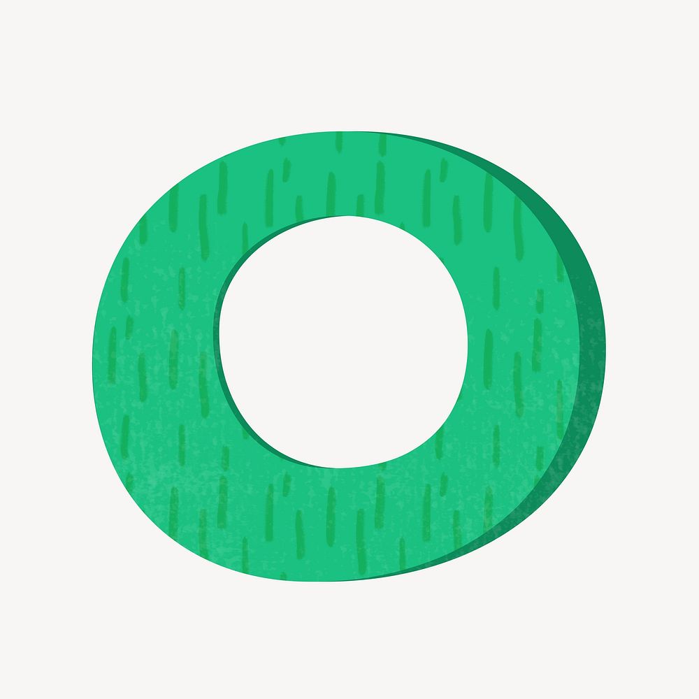 Cute letter O in green alphabet illustration