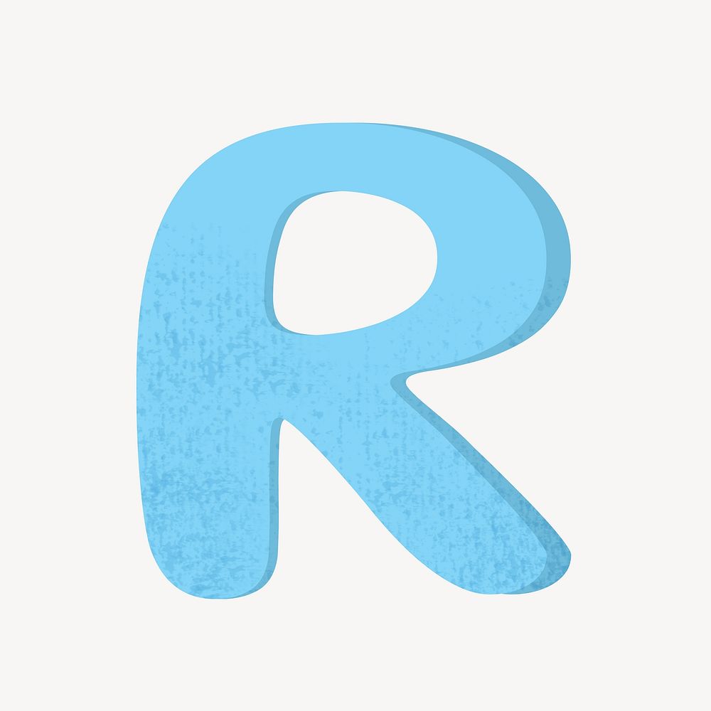 Cute letter R in blue alphabet illustration