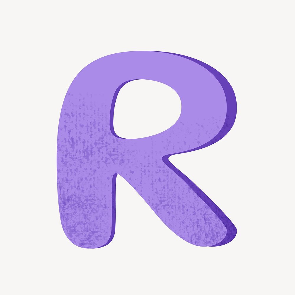 Cute letter R in purple alphabet illustration