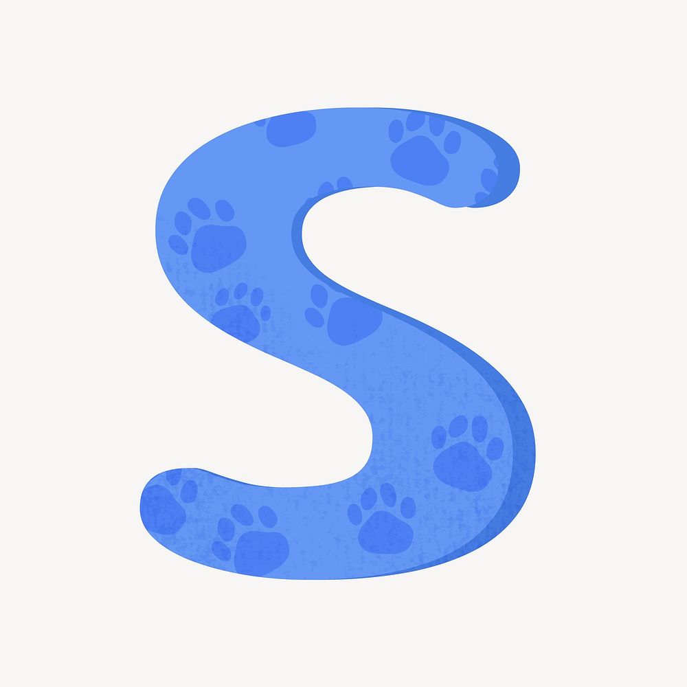 Cute letter S in blue alphabet illustration