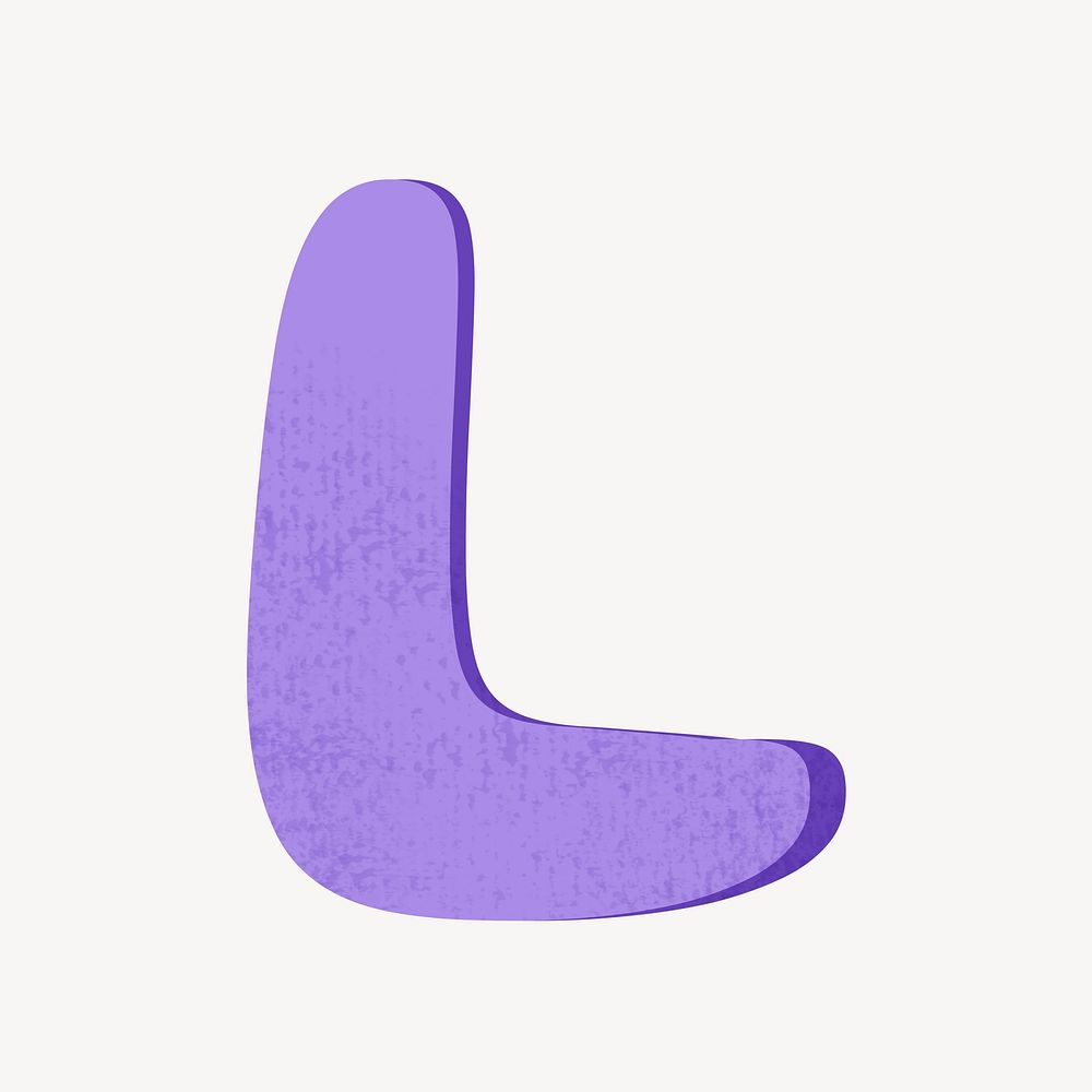 Cute letter L in purple alphabet illustration