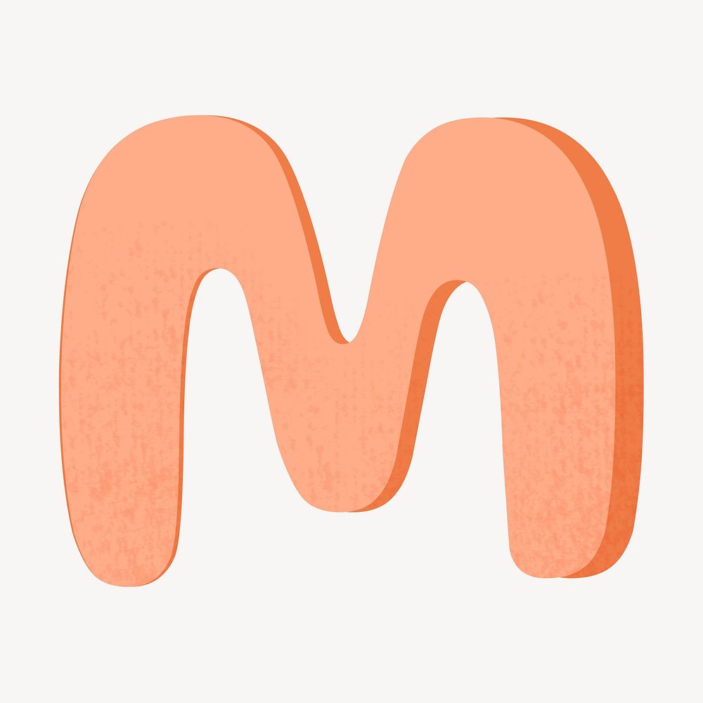 Cute letter M in orange alphabet illustration