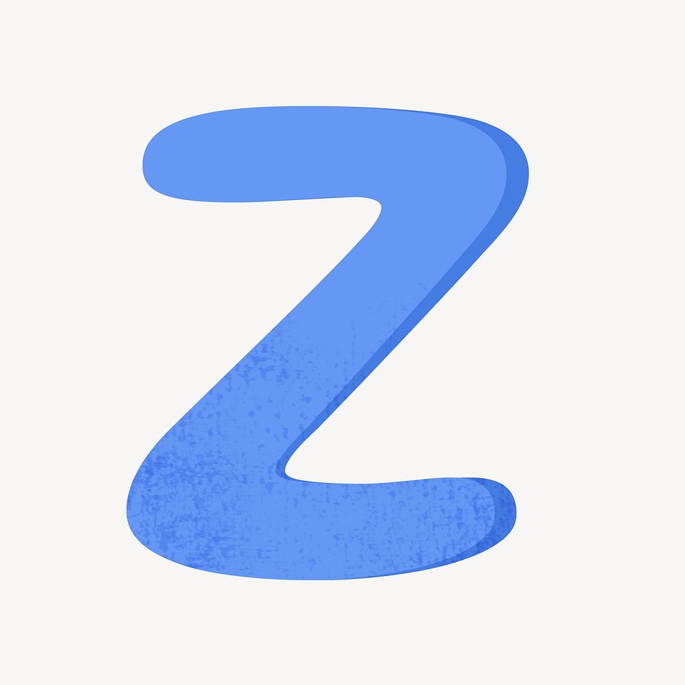Cute letter Z in blue alphabet illustration