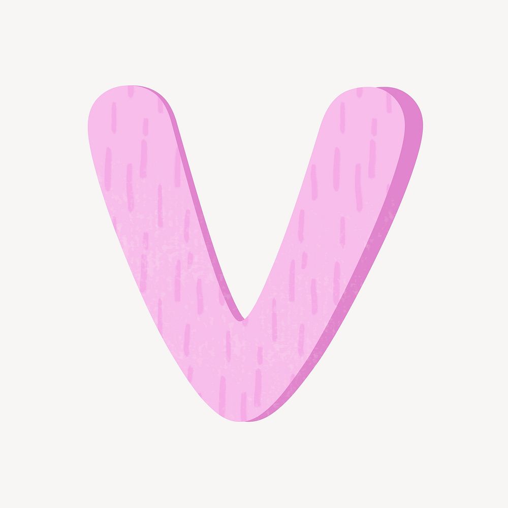 Cute letter V in pink alphabet illustration