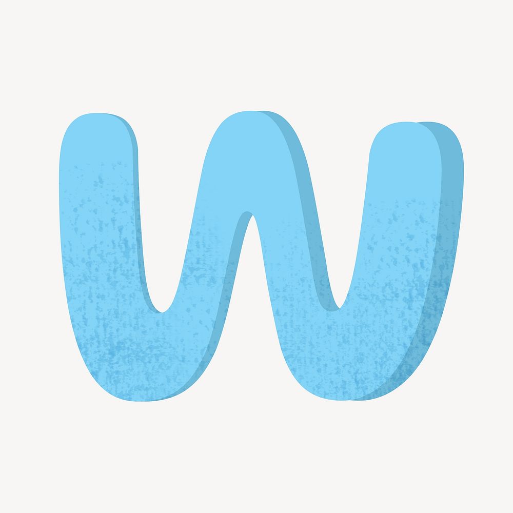 Cute letter W in blue alphabet illustration