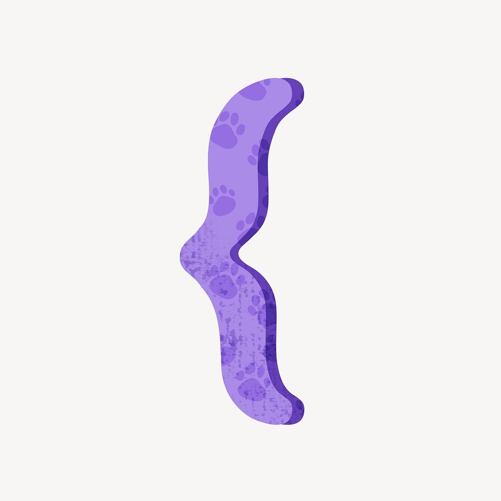Purple curly bracket sign illustration